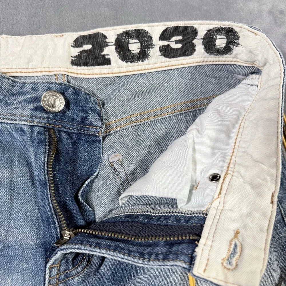 Cabbeen Distressed Jeans 28x27 Blue Denim Y2K Grunge Streetwear Taper FZT 81006